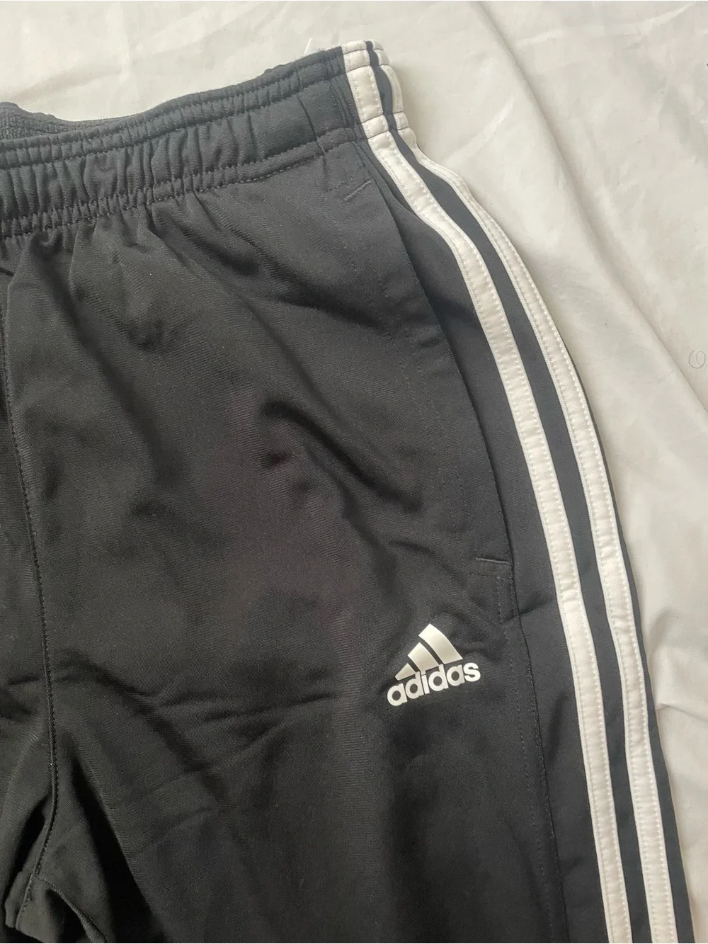 Adidas Vintage Black Track Pants with Classic White Stripes